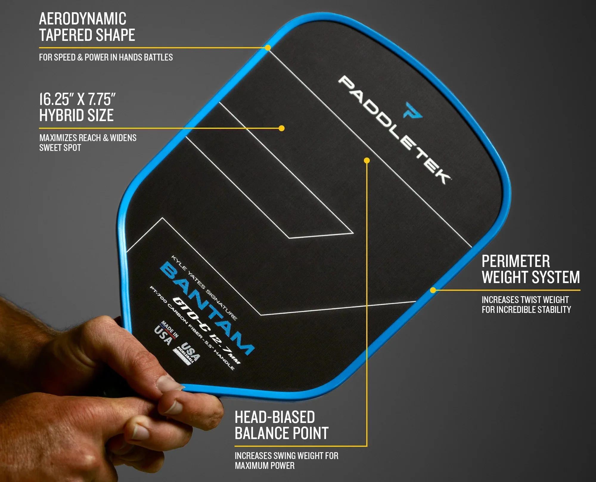 Paddletek Bantam GTO-C 14.3 Pickleball Paddle - Image 5