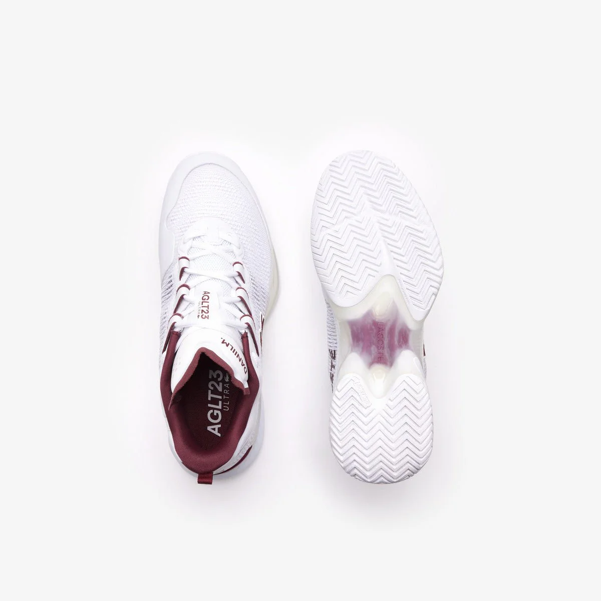 Lacoste AG-LT23 Ultra Medvedev Men's Tennis Shoes - White/Burgundy - Image 4